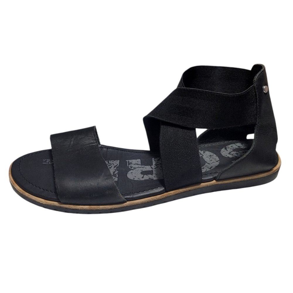 Sorel Ella Black Leather Gladiator Elastic Strappy Sandals Women's Size 9.5